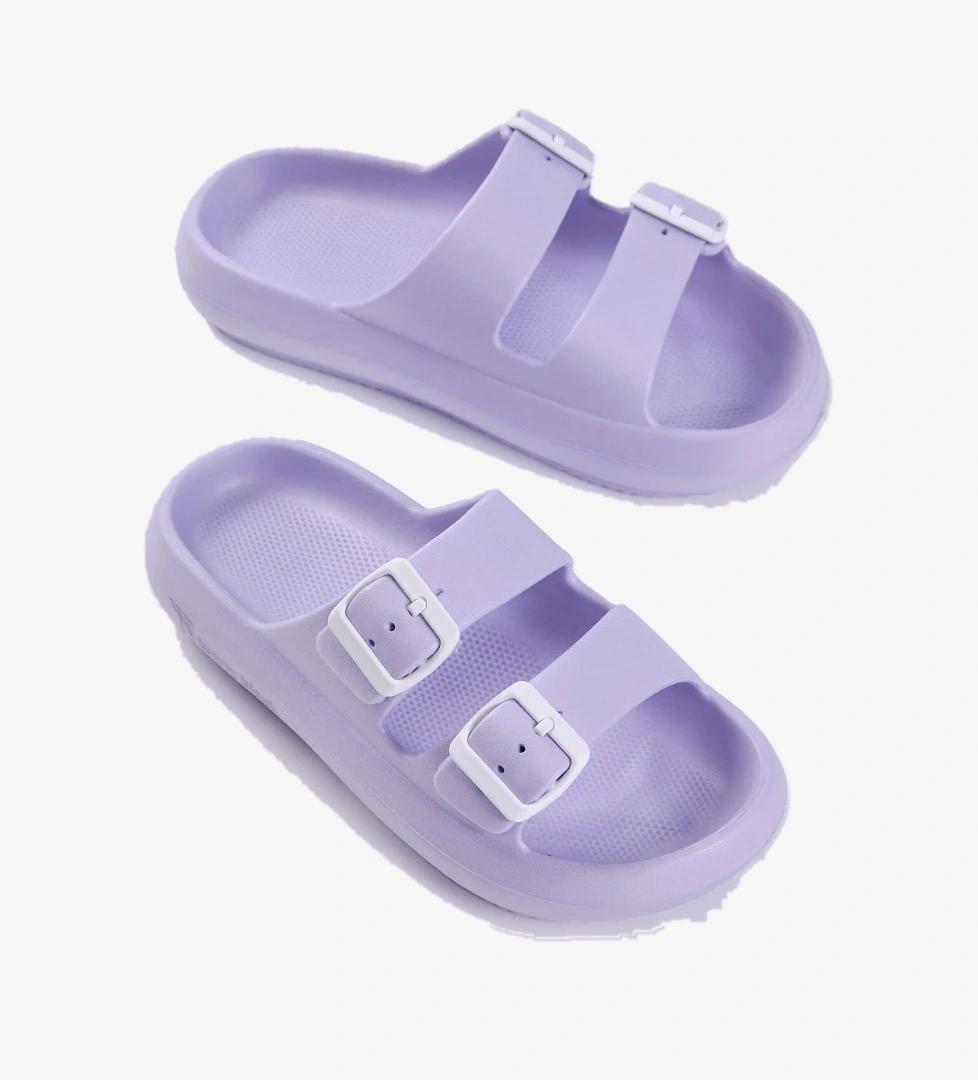 Kadın Lila Rahat Kalıp Tokalı Yüksek Taban Eva Terlik - Görsel 1