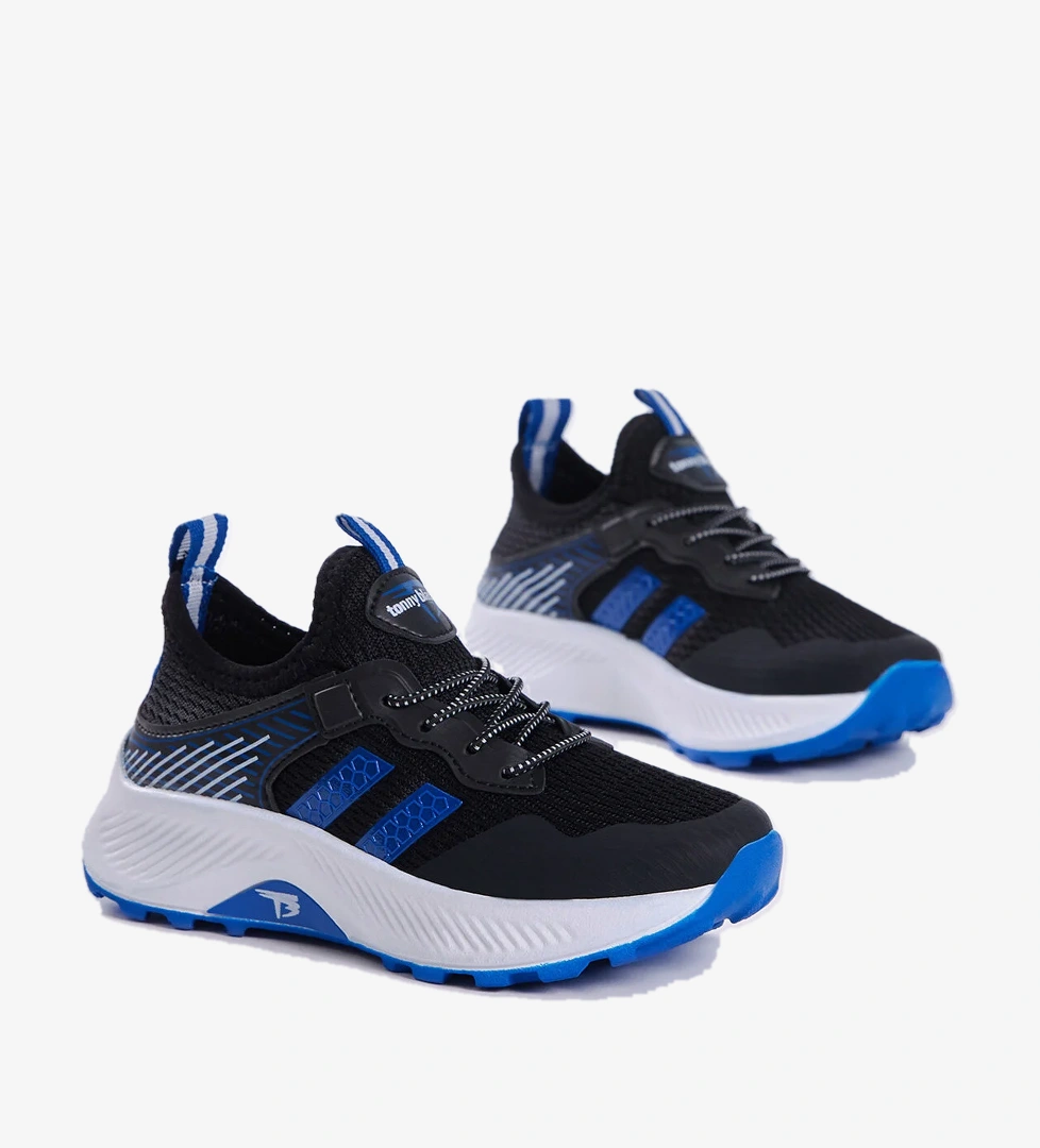 Tonny Black Çocuk Unisex Siyah Sax Rahat Kalıp Nefes Alabilen Kumaş Bağcıklı Sneaker