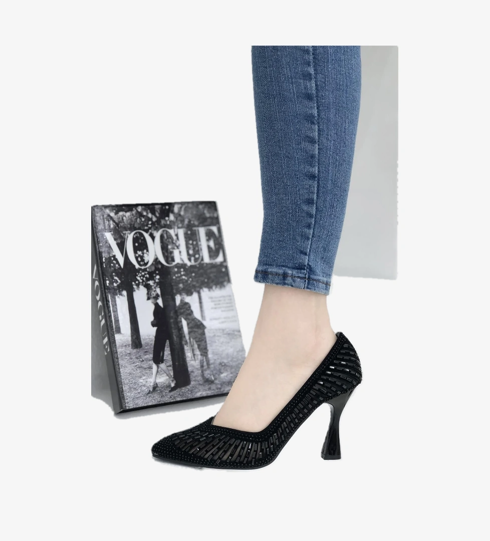 Kadeh Topuk Sindirella Taşlı Stiletto Kadın Topuklu Ayakkabı