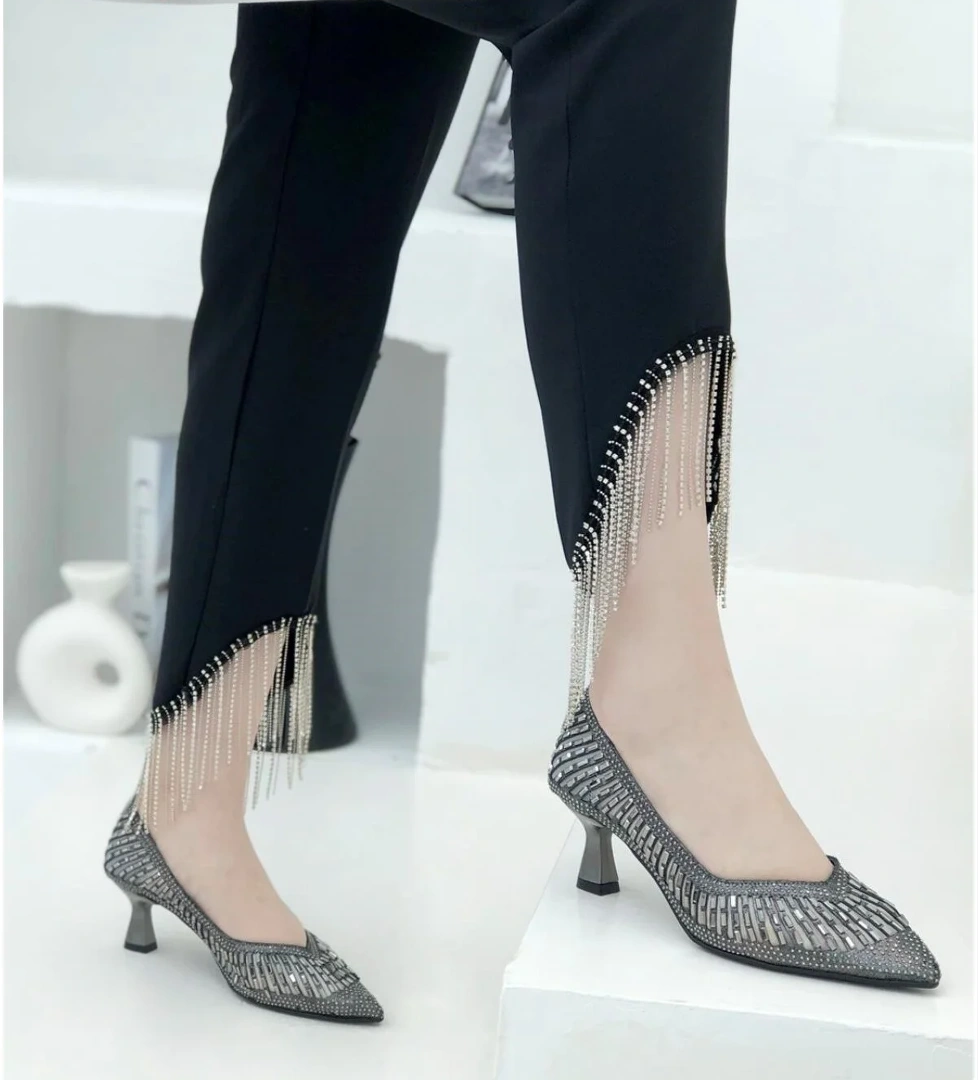 Şeker Topuk Sindirella Taşlı Stiletto Kadın Topuklu Ayakkabı - Görsel 1