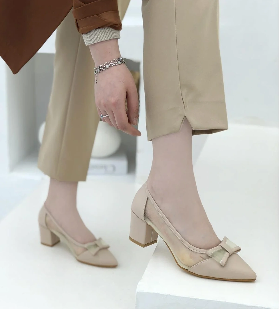 Tül Kurdela Detaylı Kadın Topuklu Ayakkabı - Görsel 1