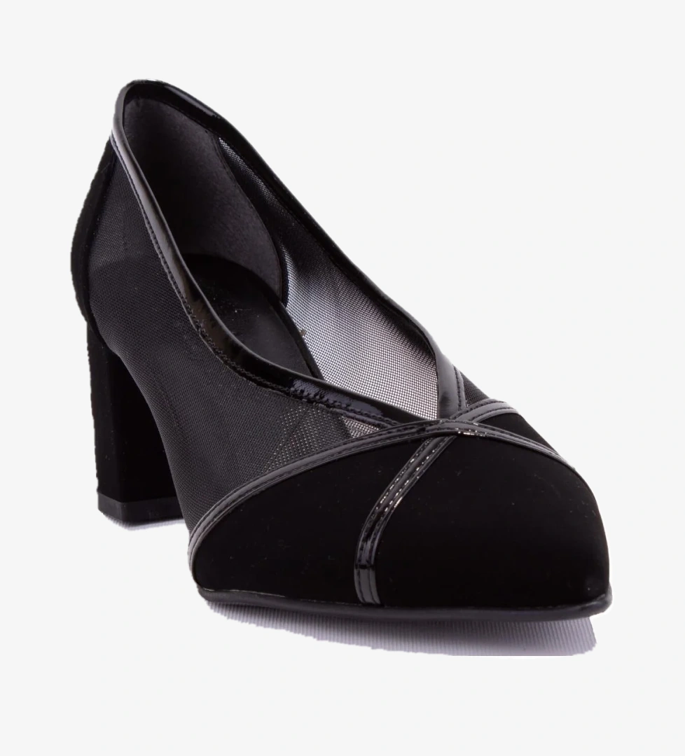 DZA07-2682009 Siyah Süet Klasik Topuklu Kadın Ayakkabı