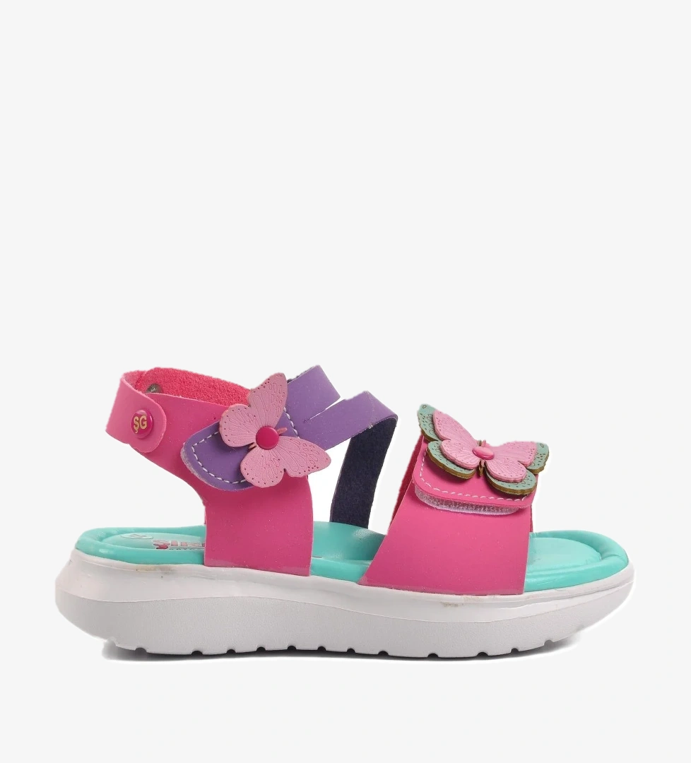 Şng 8000-P Fuşya Nubuk Kız Çocuk Sandalet - Görsel 1