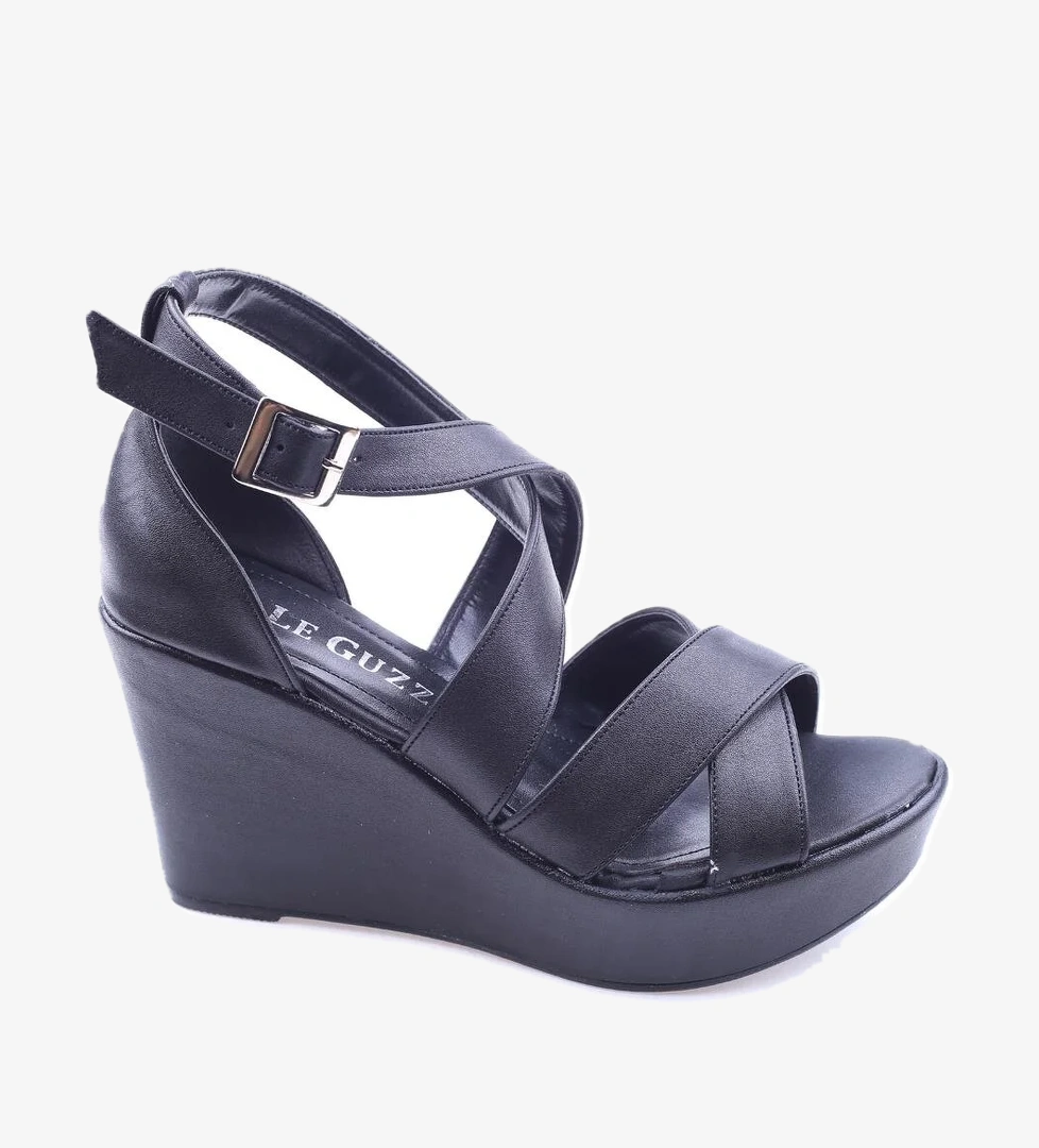 Le Guzzi 2811 Kadın 9 Cm Dolgu Topuklu Cilt Sandalet - Görsel 1