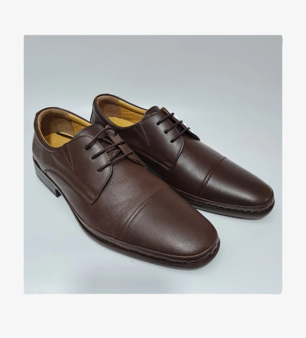 Dr Jells Erkek Hakiki Deri Bağcıklı Ortopedik Ultra Hafif Günlük Klasik Kundura Ayakkabı 051-1-175 - Görsel 1