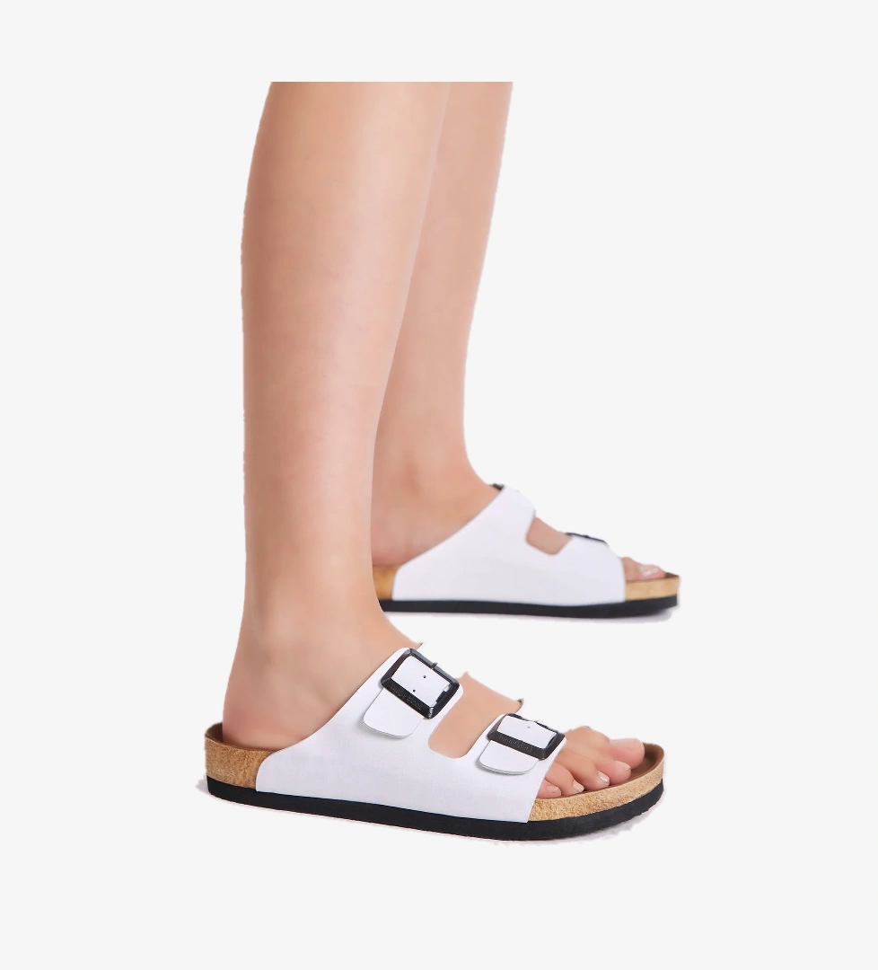 Tonny Black Unisex Beyaz Rahat Kalıp Poli Taban Çift Tokalı Nubuk Terlik model görseli