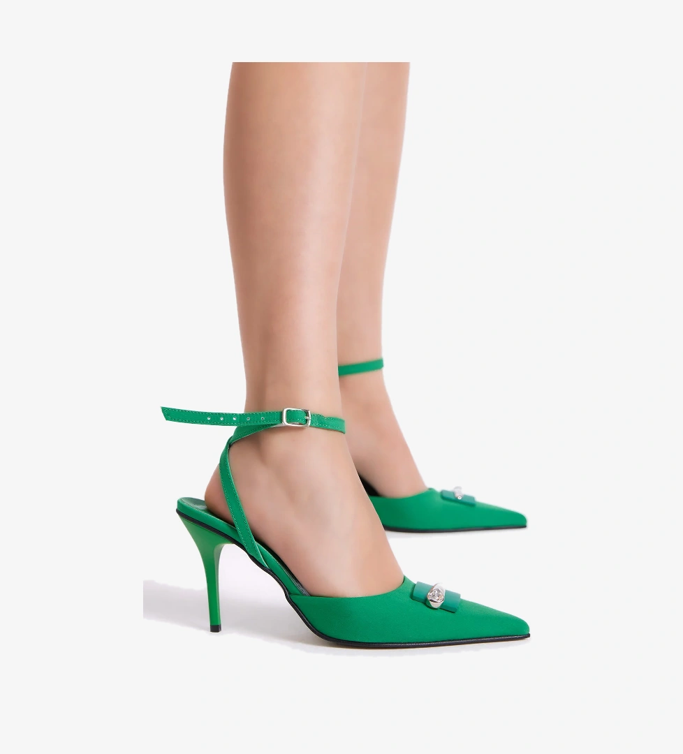 Kadın Yeşil Gecce Serisi Önü Toka Detaylı Topuklu Ayakkabı - Görsel 1