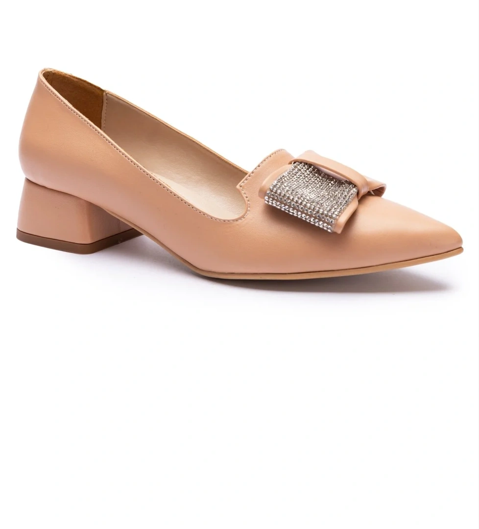 Feles Taş Kurdela Detaylı Kadın Topuklu Ayakkabı model görseli