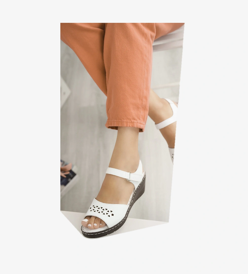 Rona Hakiki Deri Anatomik Ortopedik Rahat Kadın Sandalet - Görsel 1