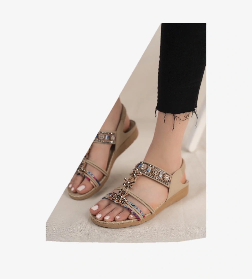 Begonia Anatomik Ortopedik Taban Fashion Taşlı Günlük Kadın Sandalet
