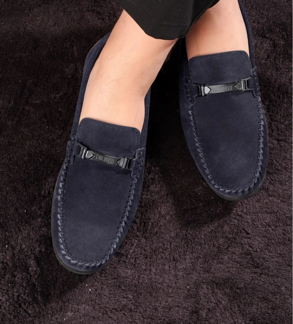 Halb Hakiki Deri Erkek Günlük Ayakkabı, Loafer Ayakkabı, Hafif Ayakkabı, Tokalı Loafer