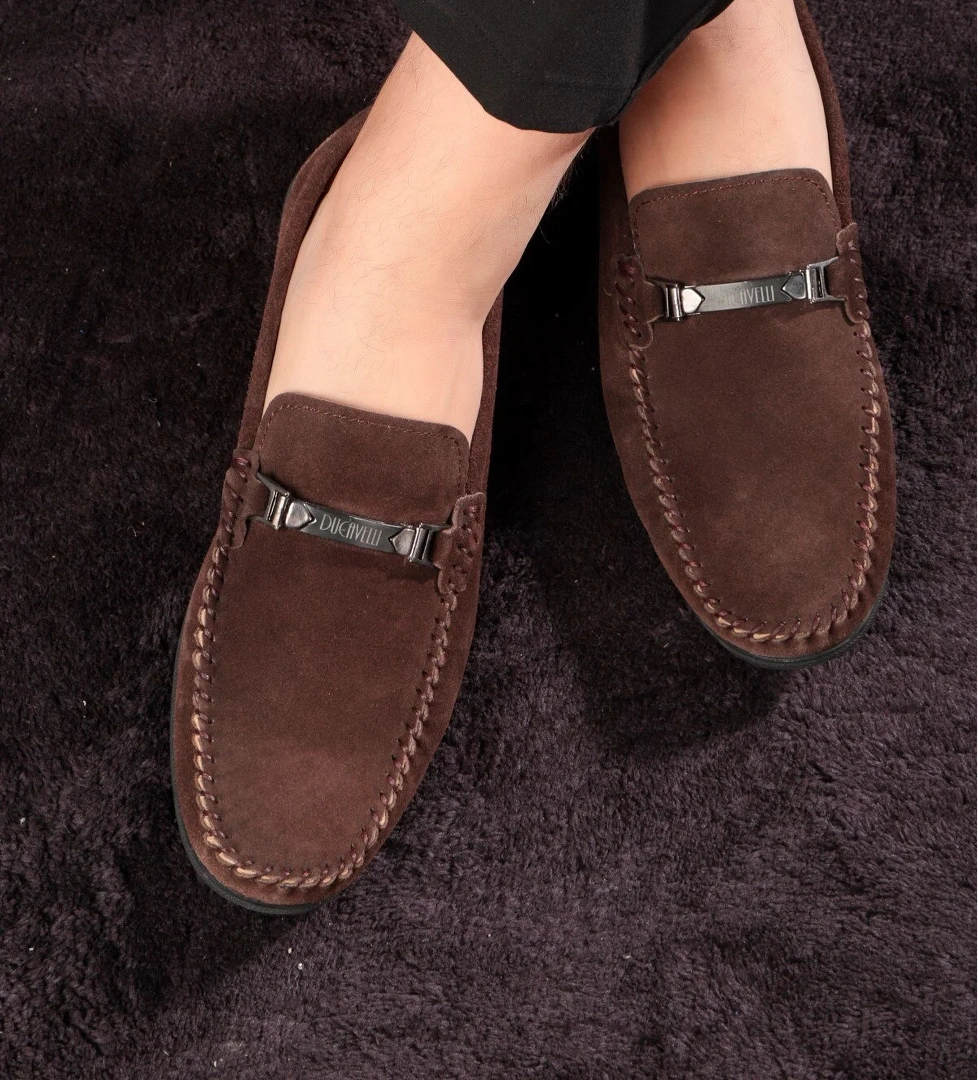 Halb Hakiki Deri Erkek Günlük Ayakkabı, Loafer Ayakkabı, Hafif Ayakkabı, Tokalı Loafer