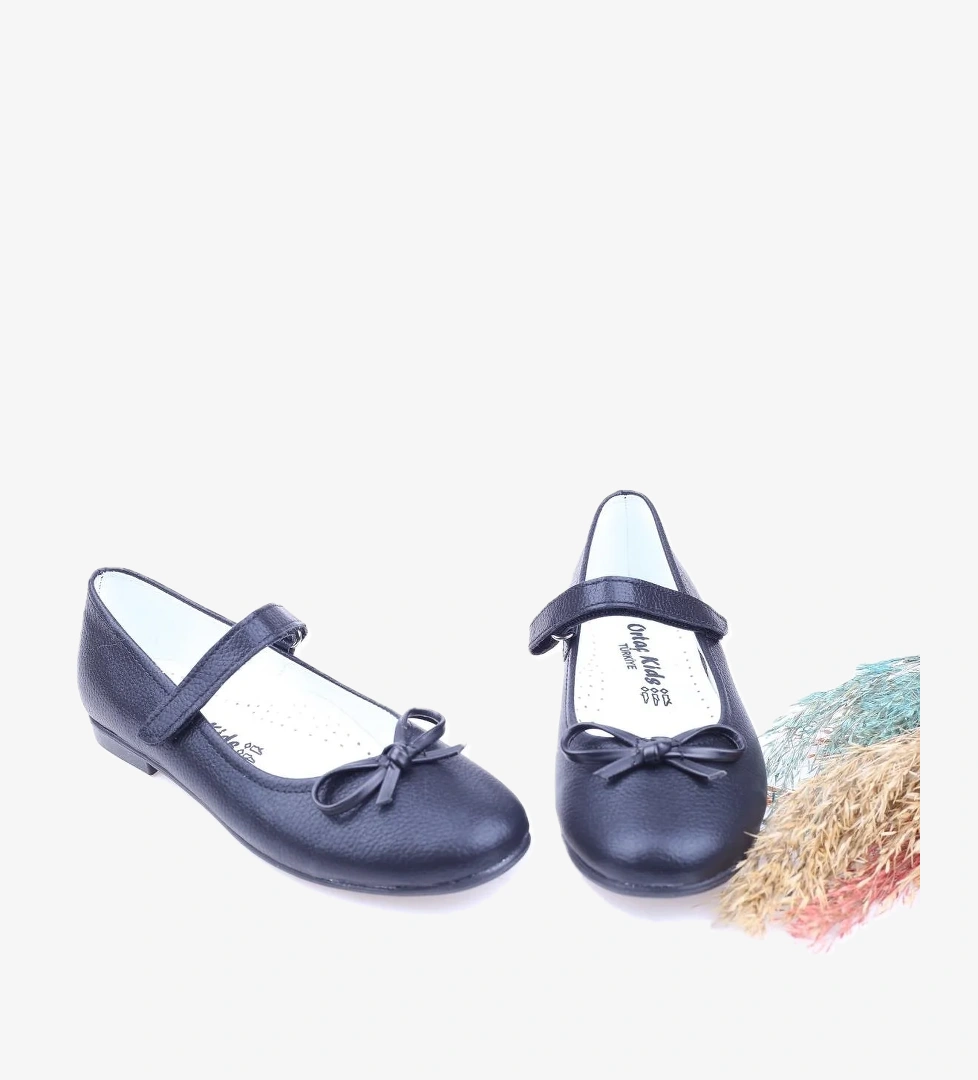 Papuç Sepeti Ortaç 2883 Kız Çocuk Balerin Cırtlı Babet Ayakkabı model görseli