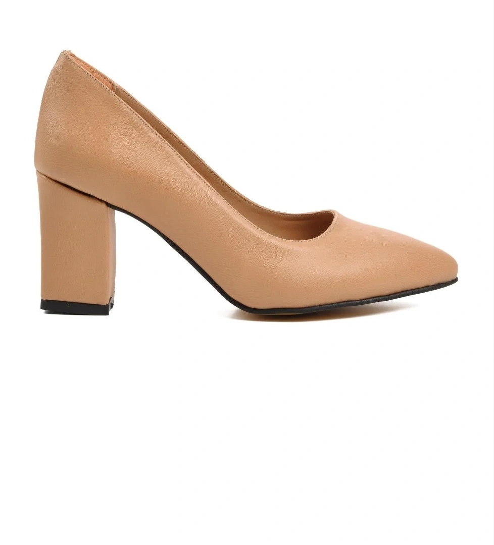 Ays23115 Bej Kadın Klasik Topuklu Ayakkabı - Görsel 1