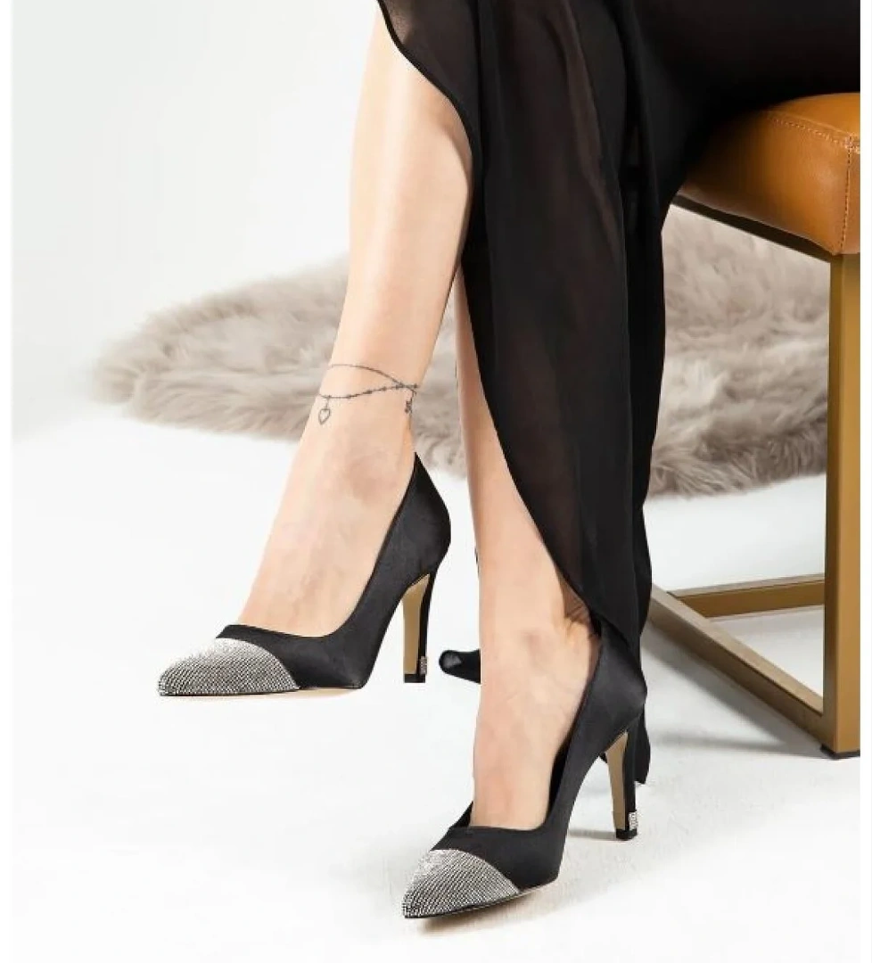 Sten Taş Detaylı Kadın Topuklu Ayakkabı Stiletto