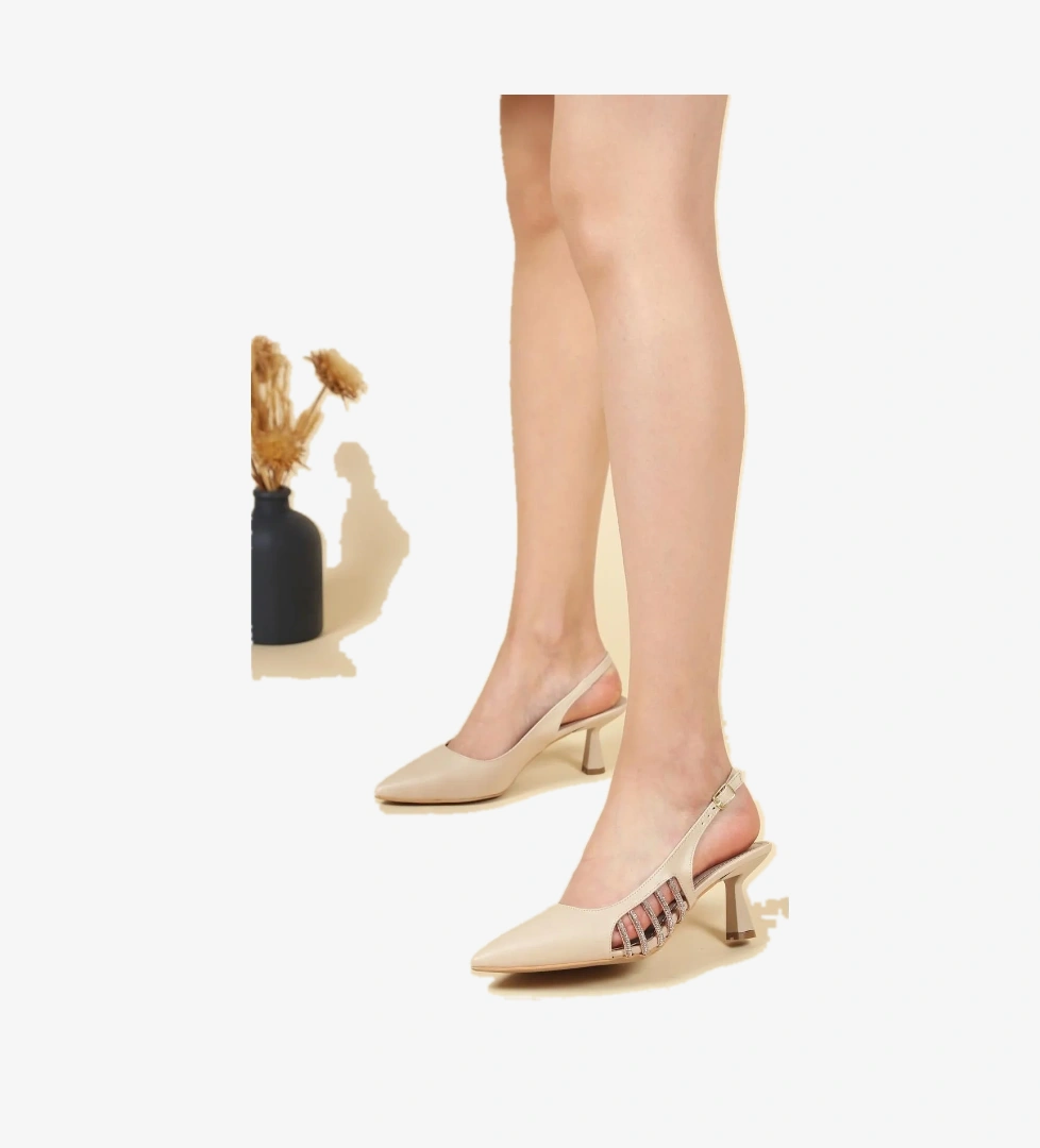 Feles Yanı Taş Detaylı Kadın Topuklu Ayakkabı model görseli