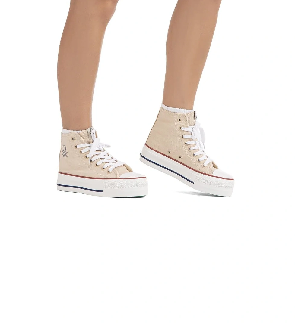 Benetton ® | Bn-30939 - 3114 Beyaz Bej Kadın Spor Ayakkabı model görseli