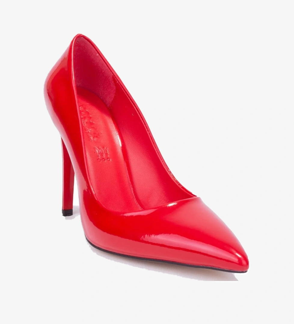 DZA07-388460 Kırmızı Rugan Stiletto Topuklu Kadın Ayakkabı