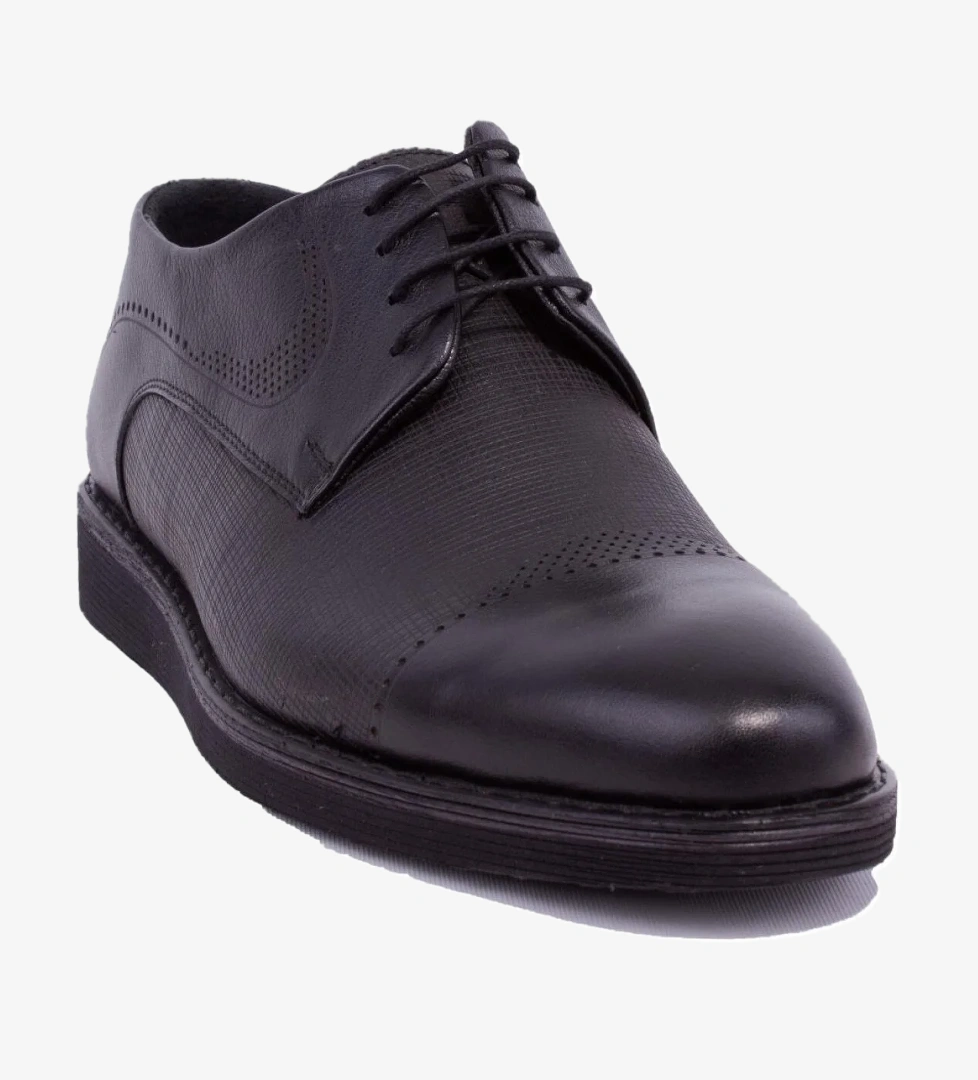 DMA08-858 Siyah Ortopedik Günlük Erkek Deri Ayakkabı