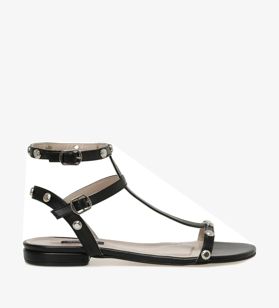 LALLEY 3FX Siyah Kadın Düz Sandalet - Görsel 1