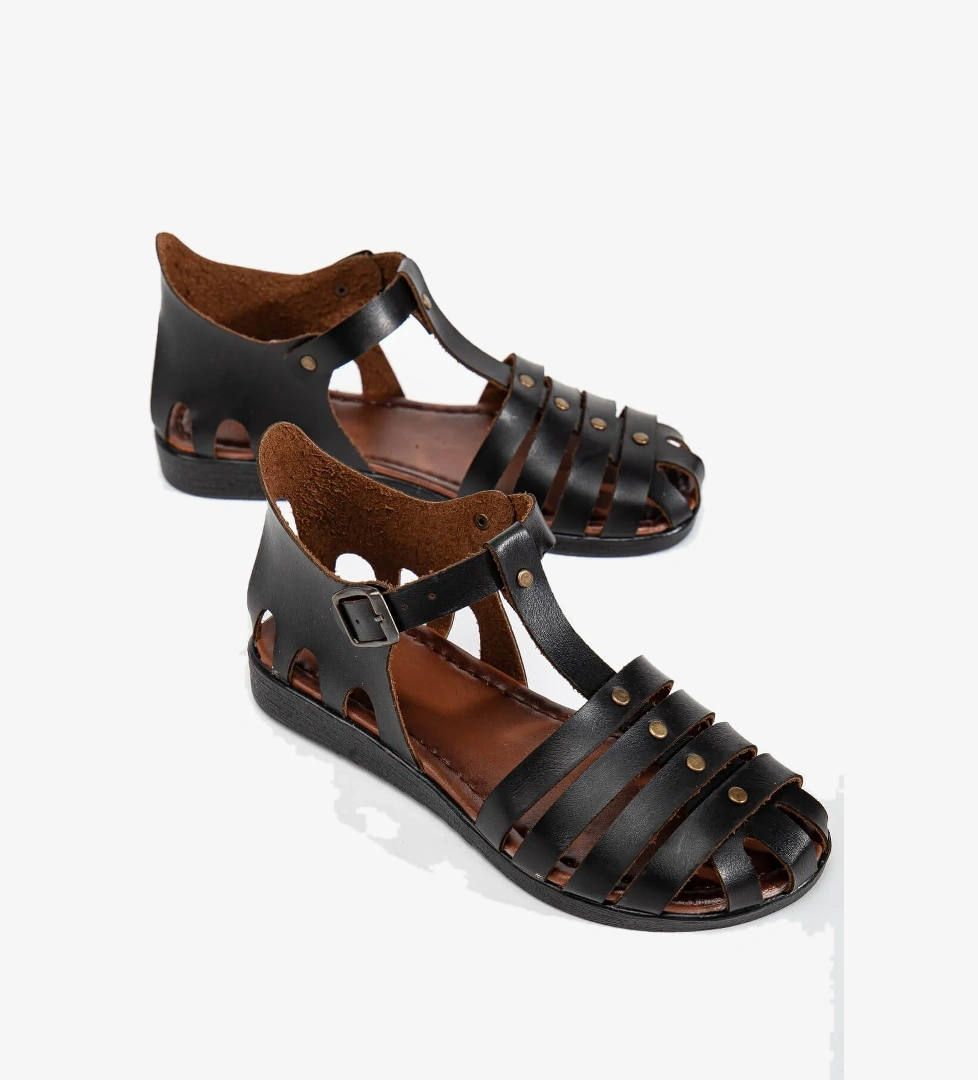 4 Biyeli Kadın Sandalet SİYAH CİLT