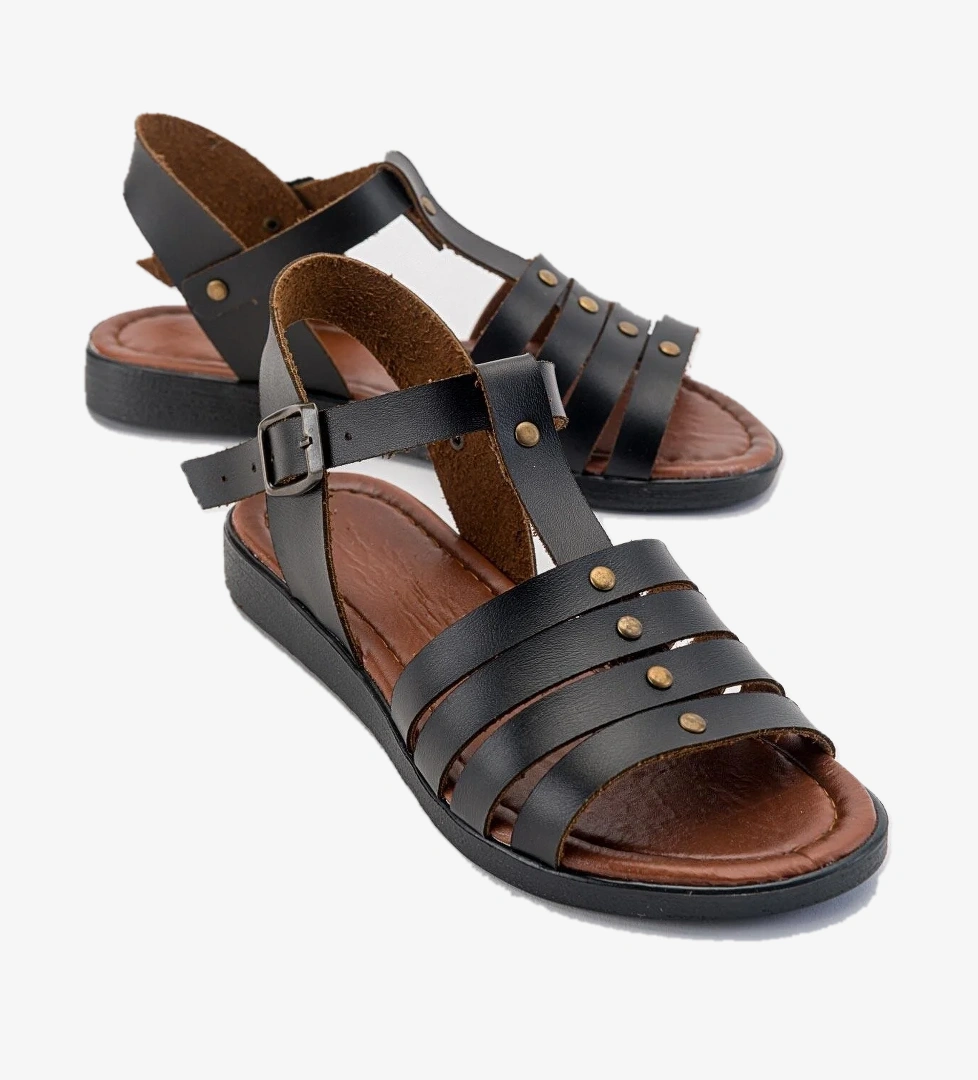 4 Biyeli Kadın Sandalet SİYAH CİLT