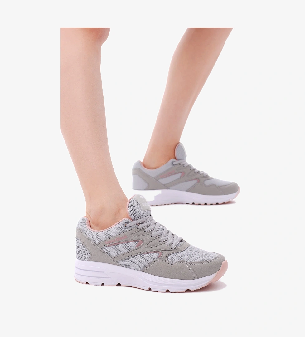 Unisex Buz Pudra Poli Taban Nefes Alabilen Kumaş Bağcıklı Spor Ayakkabı