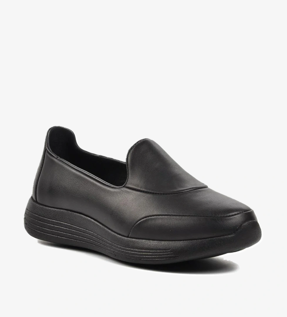 Siyah Hakiki Deri Kadın Günlük Ayakkabı 1000 Z