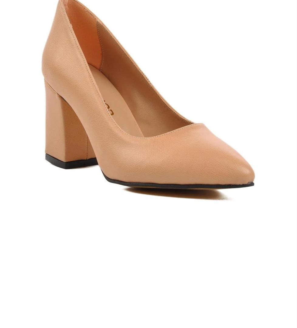 Ays23115 Bej Kadın Klasik Topuklu Ayakkabı - Görsel 1