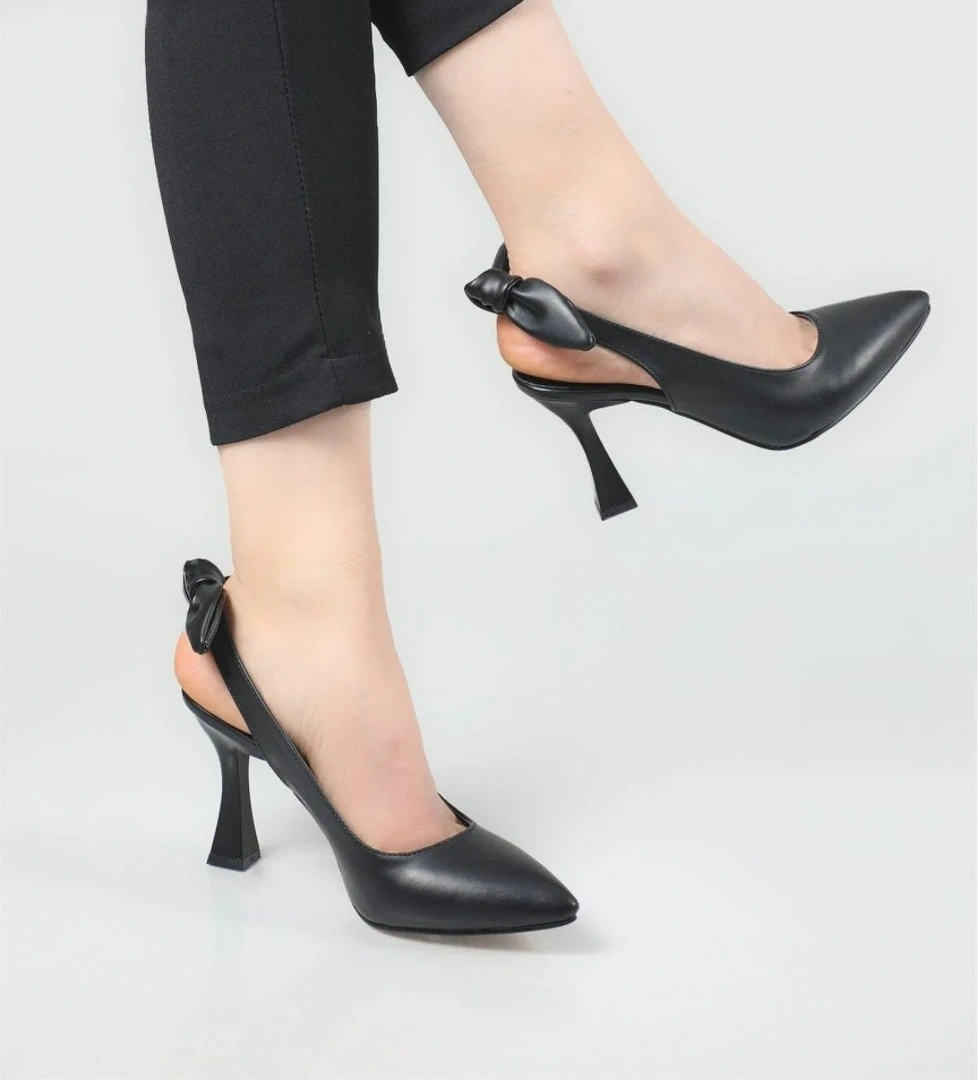 2853 Kadın 9 Cm Topuklu Arkası Açık Stiletto Ayakkabı - Görsel 1