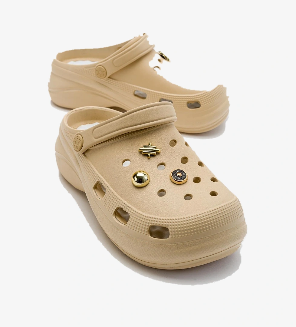 Aksesuarlı Kalın Taban Kadın Sabo Terlik BEJ