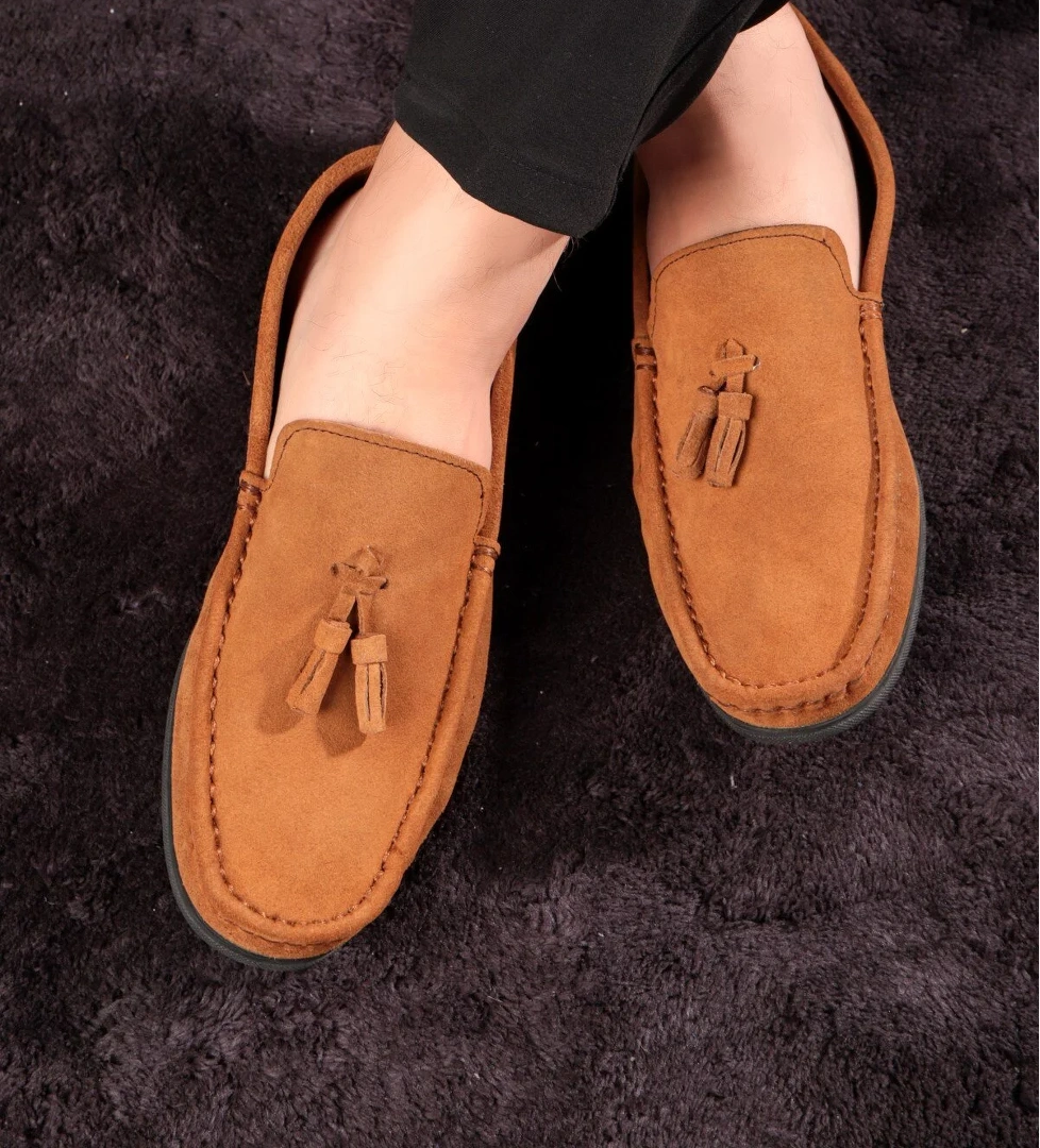 Fransen Hakiki Deri Erkek Günlük Ayakkabı, Loafer Ayakkabı, Hafif Ayakkabı Püsküllü Loafe