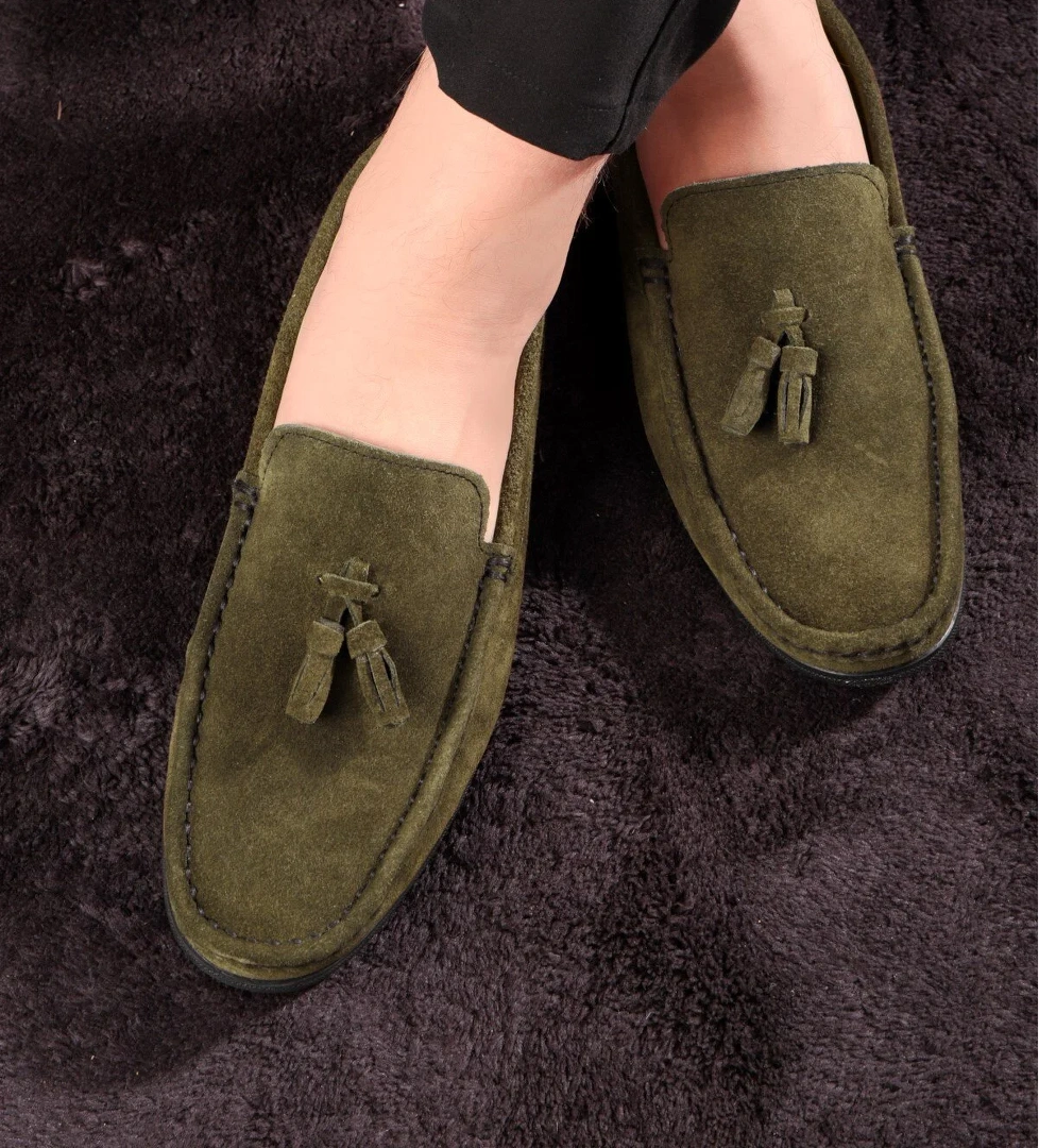 Fransen Hakiki Deri Erkek Günlük Ayakkabı, Loafer Ayakkabı, Hafif Ayakkabı Püsküllü Loafe