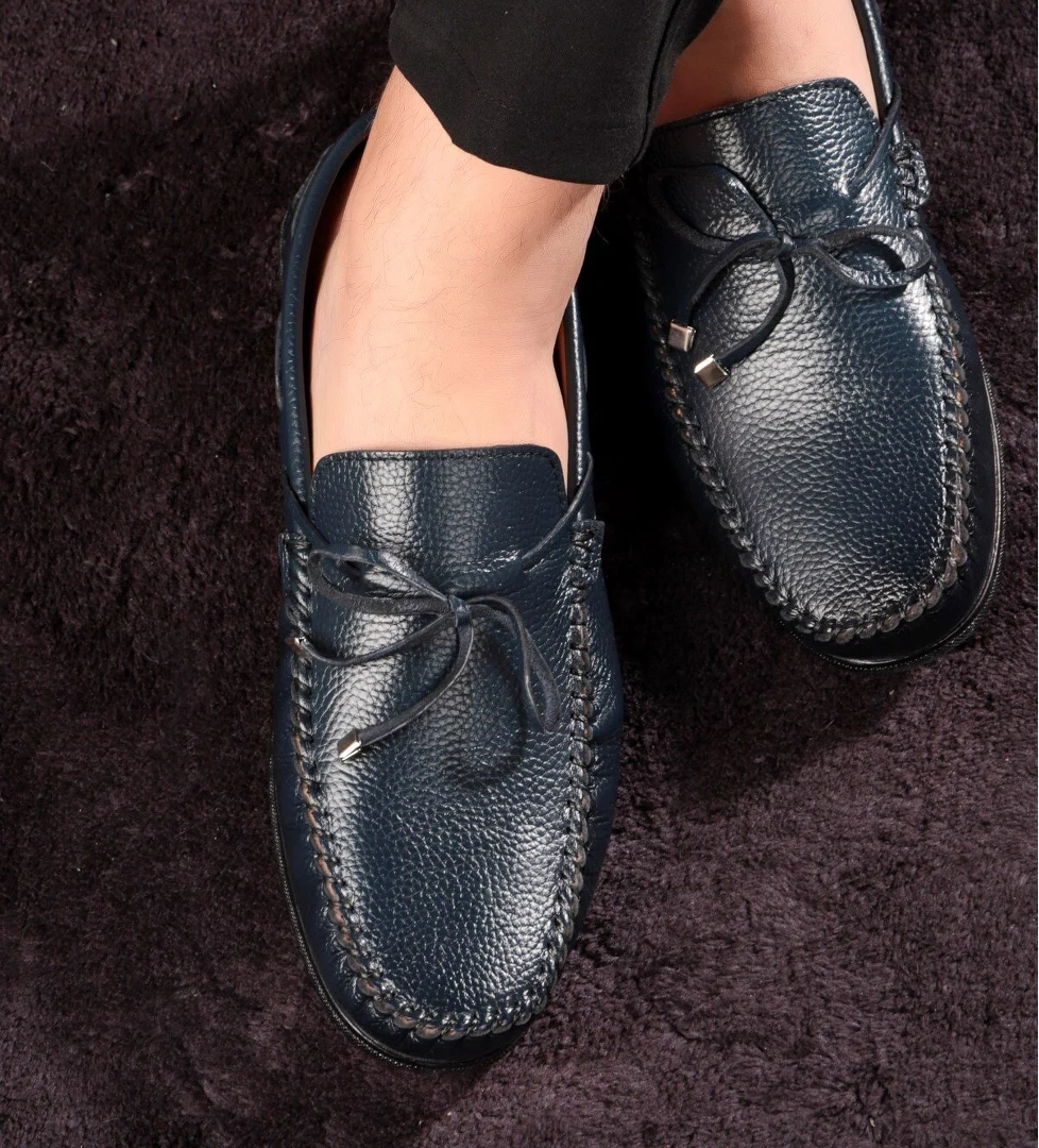 Borde Hakiki Deri Erkek Günlük Ayakkabı, Loafer Ayakkabı, Hafif Ayakkabı