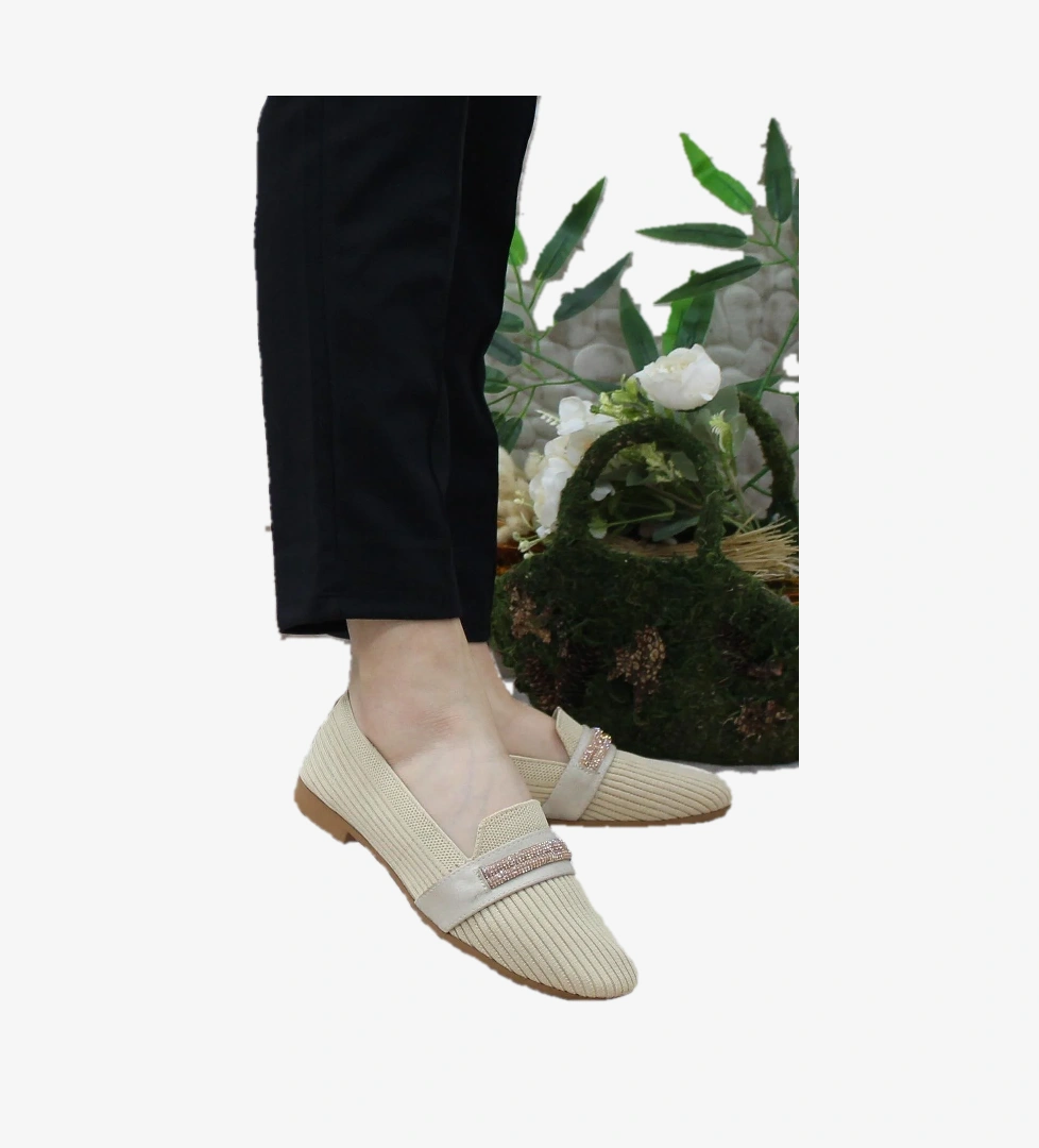 9532 Fashion Taşlı Kadın Babet - Görsel 1