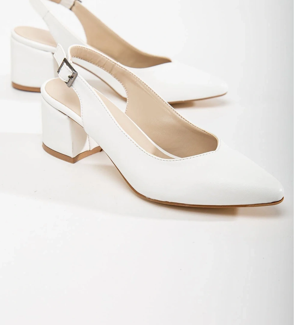 Arkası Açık Kadın Topuklu Ayakabı 41-42 BEYAZ CİLT