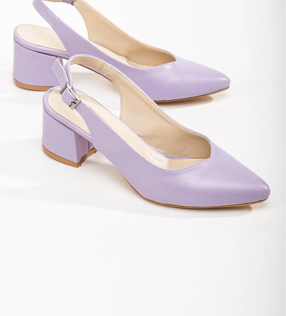 Arkası Açık Kadın Topuklu Ayakabı 41-42 LİLA CİLT