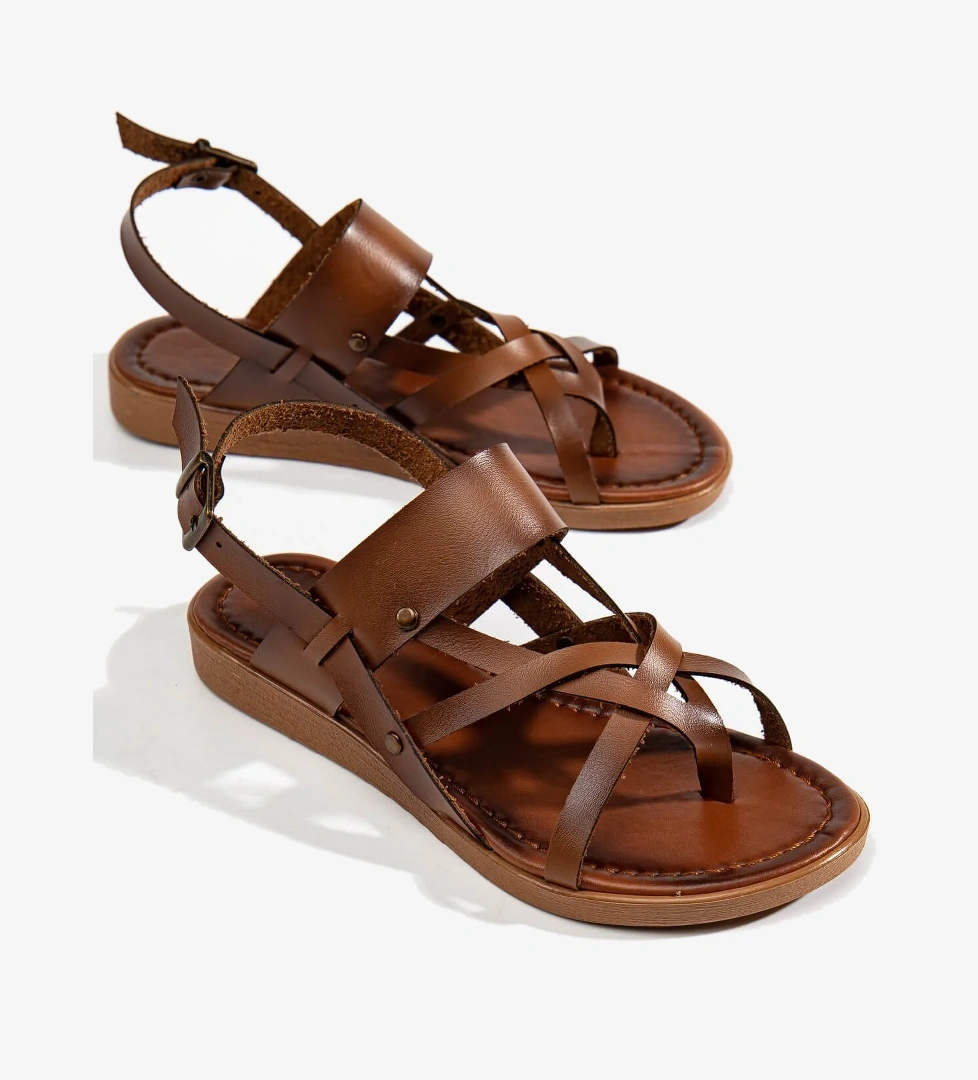 Parmak Arası Kadın Sandalet TABA CİLT