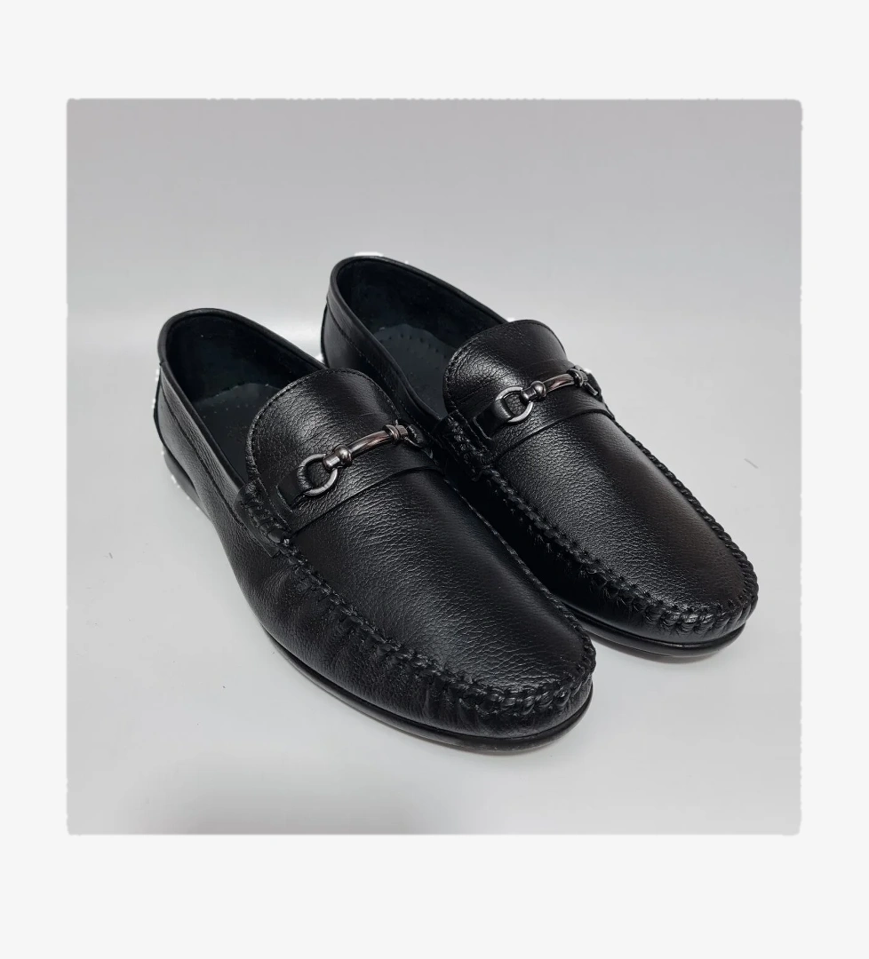 BigBoster OO Metal Aksesuarlı Erkek Hakiki Deri Rahat Günlük Babet Ayakkabı BB-311 - Görsel 1