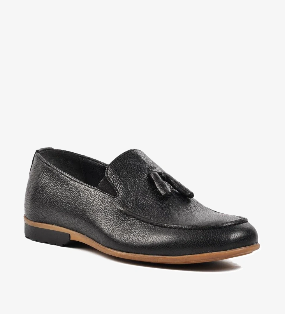 7105 Siyah İçi Dışı Hakiki Deri Erkek Laofer Ayakkabı