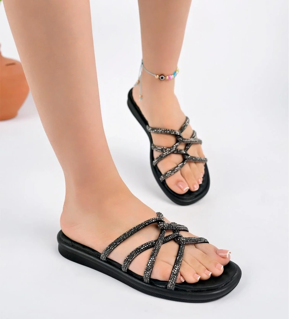 Bella Kadın Garantili Günlük Ortopedik Taşlı Şık Tarz ve Rahat Terlik