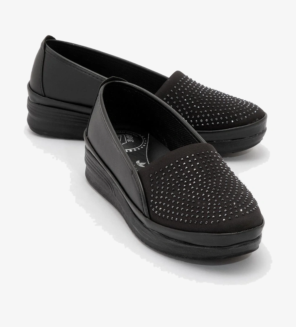 Ccway Taşlı Kadın Babet SİYAH CİLT model görseli