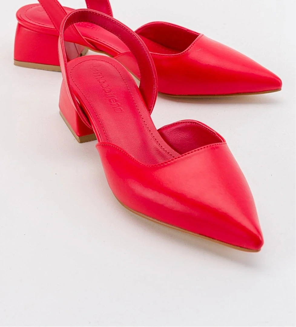 Kadın Topuklu Sandalet KIRMIZI CİLT