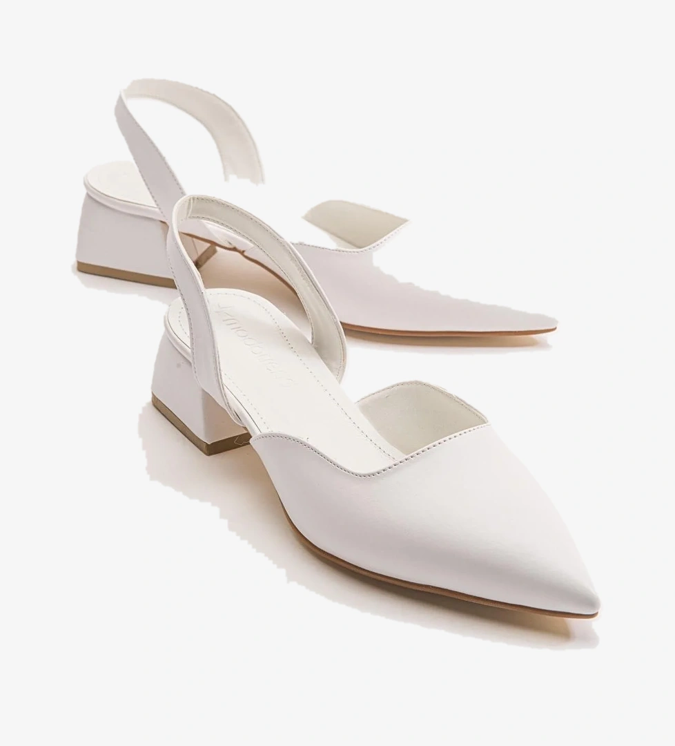 Kadın Topuklu Sandalet BEYAZ CİLT