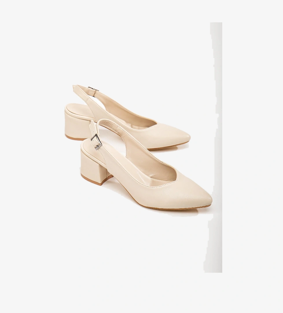 Arkası Açık Kadın Topuklu Ayakabı TEN CİLT