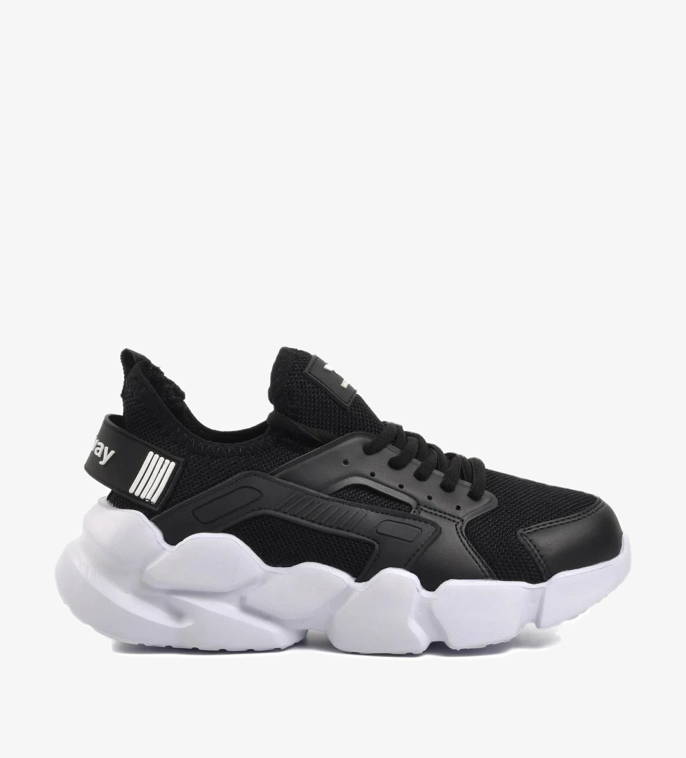 Hura Siyah-Beyaz Fileli Hafif Unisex Spor Ayakkabı