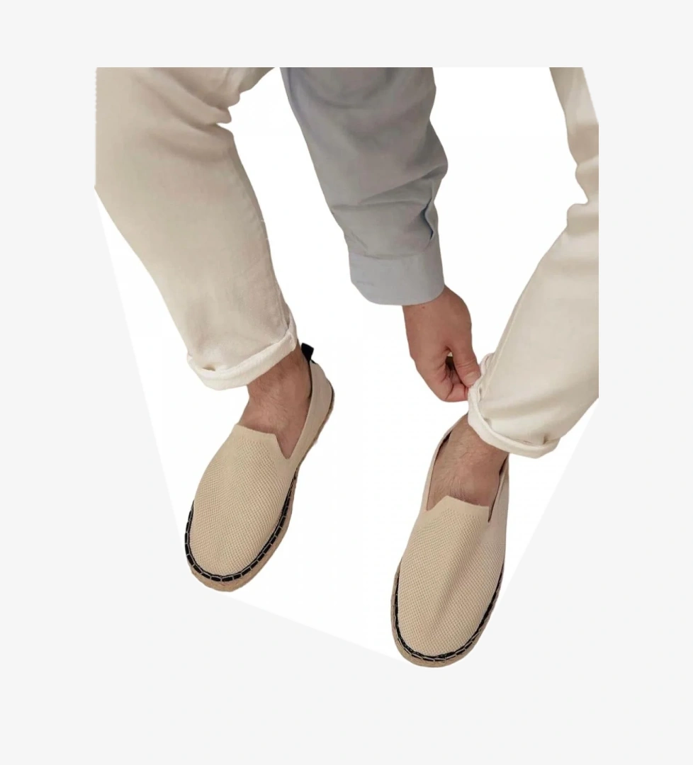 Unisex El Yapımı Triko Espadril BEJ