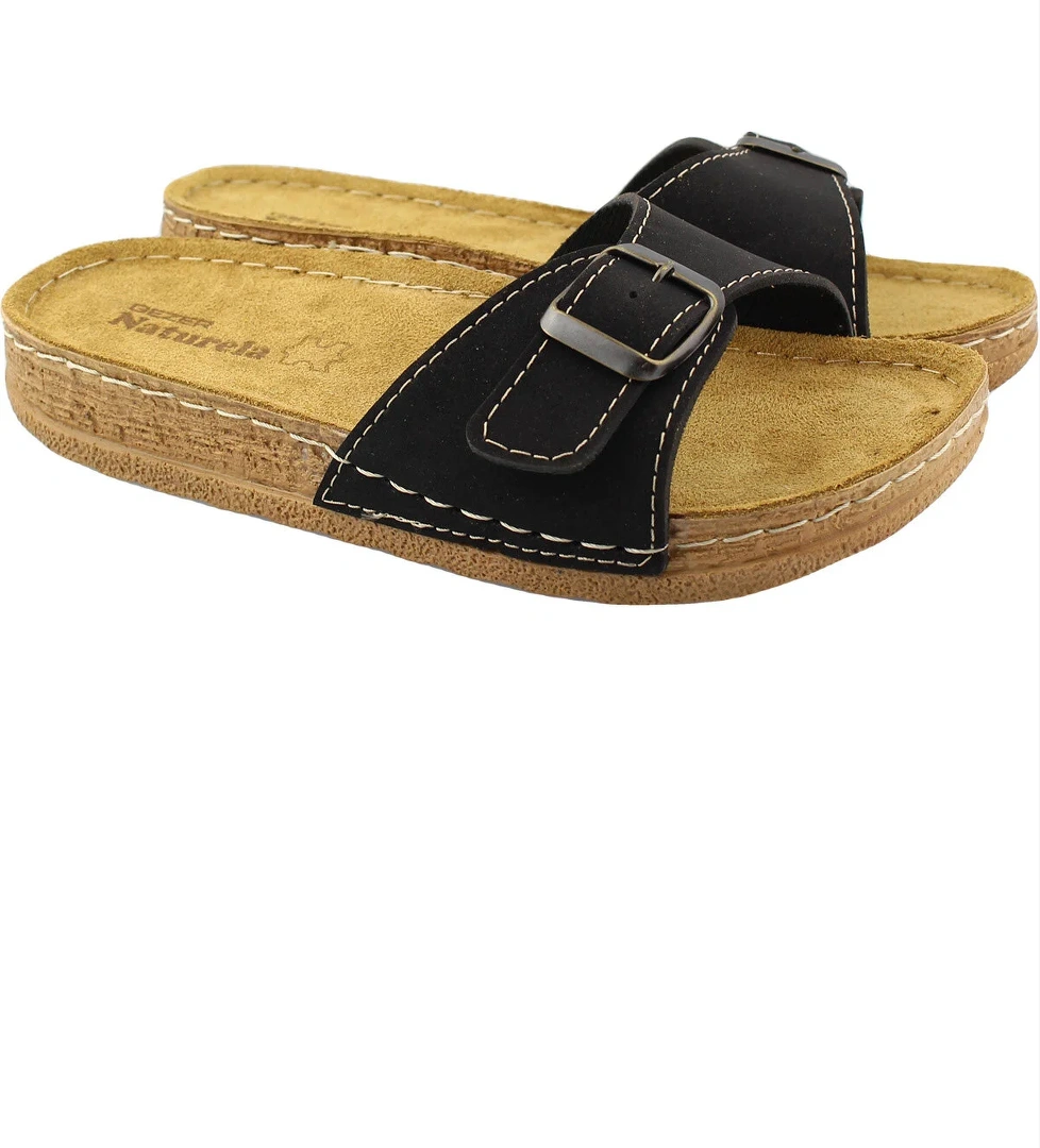 Kadın Yazlık İç Tabanı Hakiki Deri Tek Toka Ayarlanabilir Rahat Taban Günlük Terlik - Görsel 1