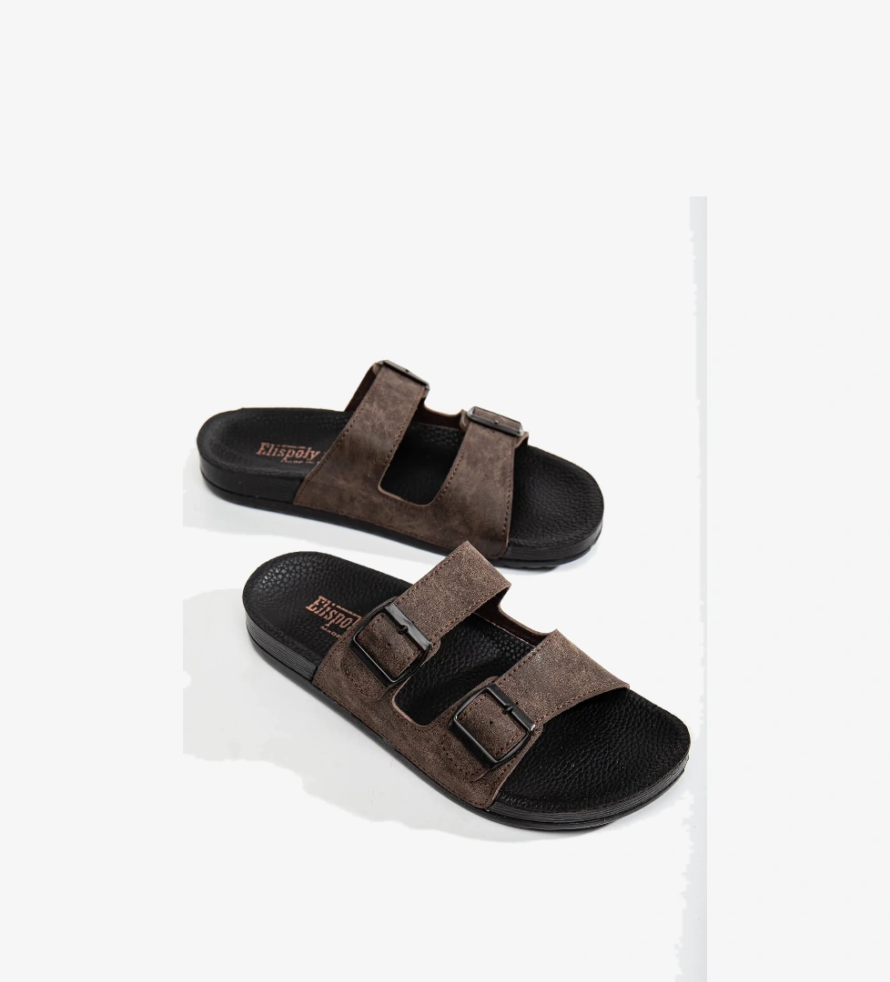 Erkek 2 Toka Kemerli Terlik KAHVE - Görsel 1