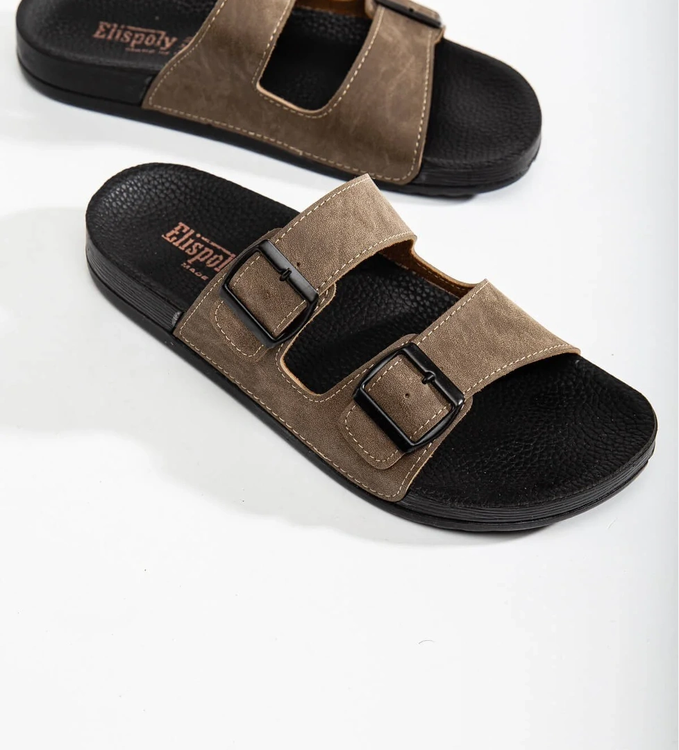 Erkek 2 Toka Kemerli Terlik VİZON